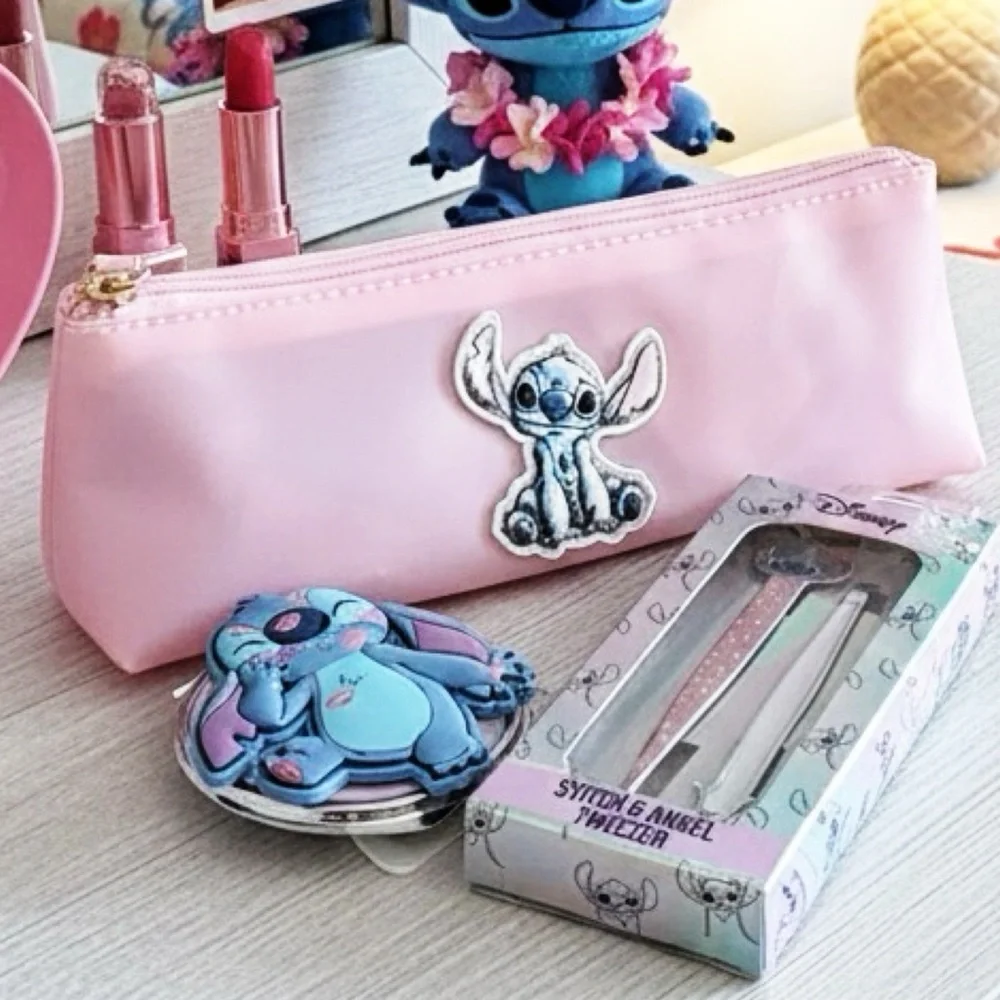 Stitch Bundle Cosmetic Bag Compact Mirror Stitch Angel Tweezers Beauty Kawaii